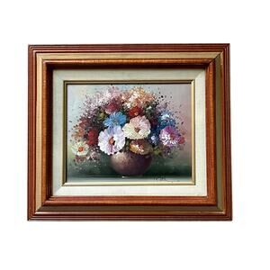 Vintage Framed Canvas Still Life of Flowers Signed Röth? Acrylic Textured Floral